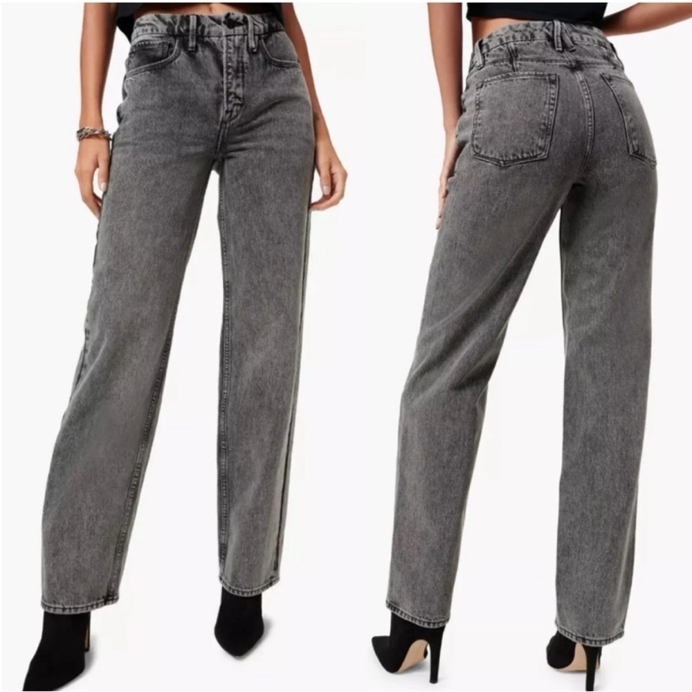 NWT Good American Good Icon Loose Fit Straight Leg Jeans In Black239 Sz 30 / 10